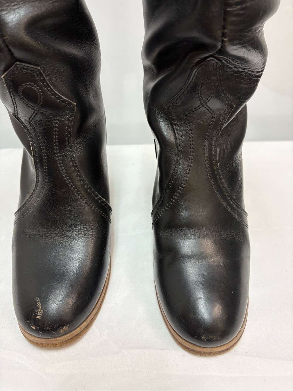 Vintage 1970s/1980s Hanna Leather Slouchy Heeled Boots Size 4 fits US 6.5-7 - Picture 5 of 12